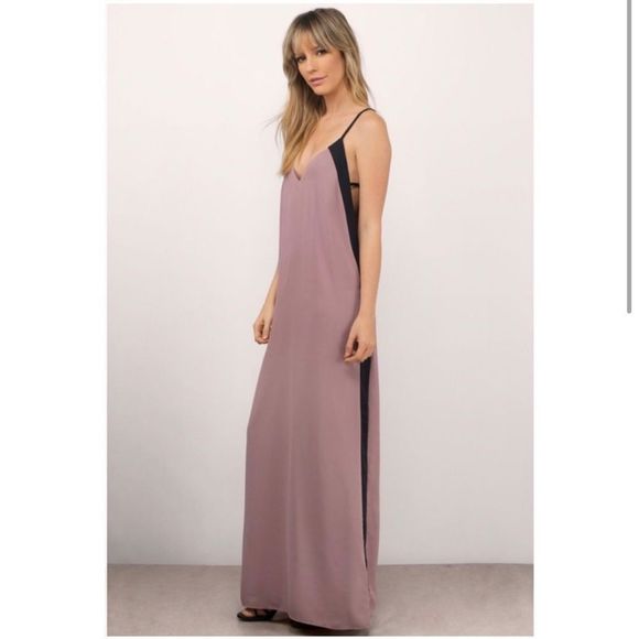 New Tobi Color Block Mauve & Black Long Sheath Maxi Dress Medium - Picture 5 of 8